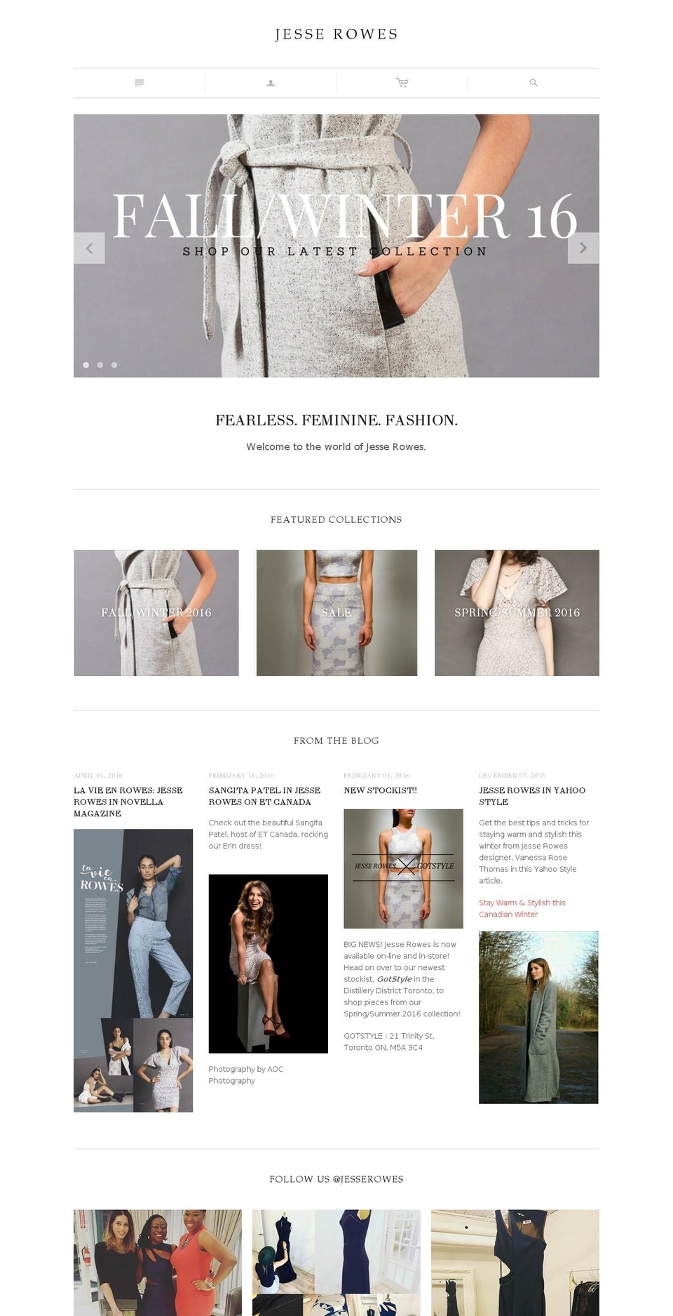 jesserowes.com shopify website screenshot