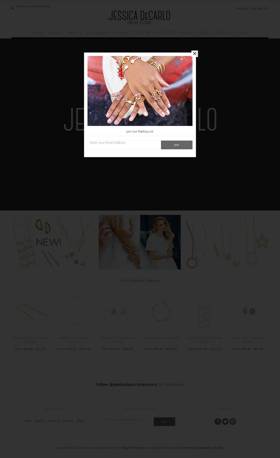 jessicadecarlo.com shopify website screenshot