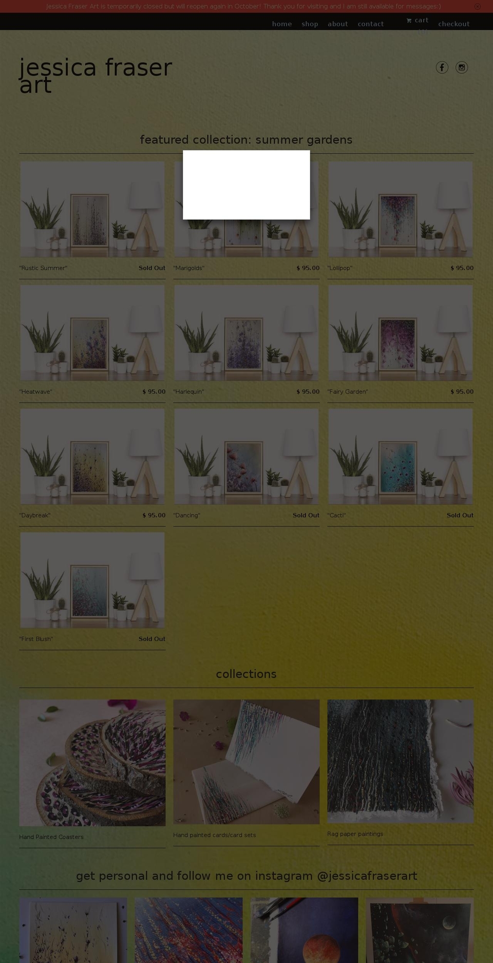 jessicafraserart.com — Shopify storefront screenshot