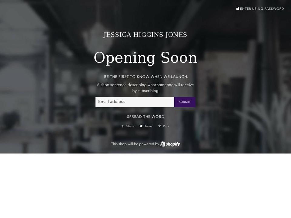 jessicahigginsjones.com — Shopify storefront screenshot