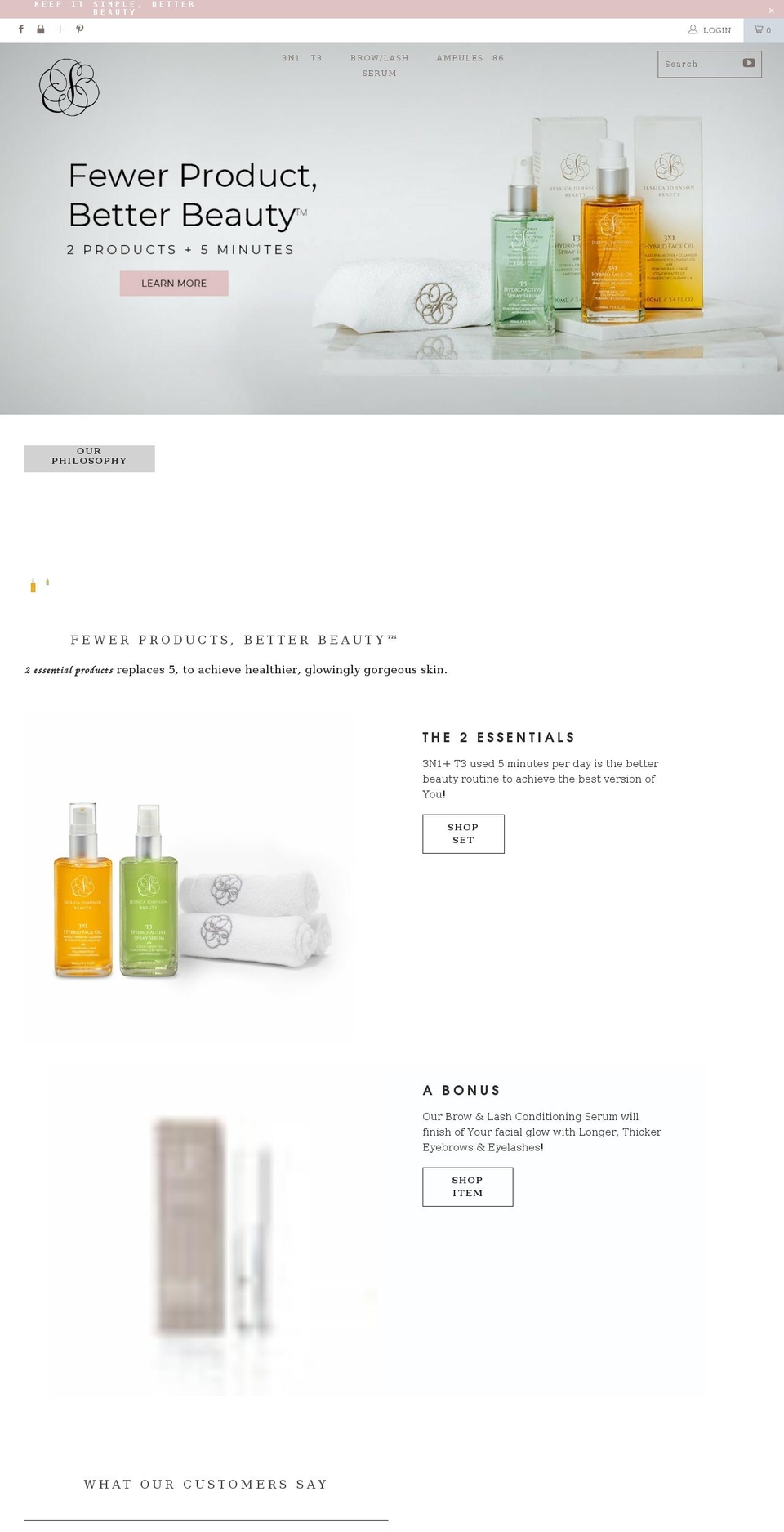 jessicajohnsonbeauty.com shopify website screenshot