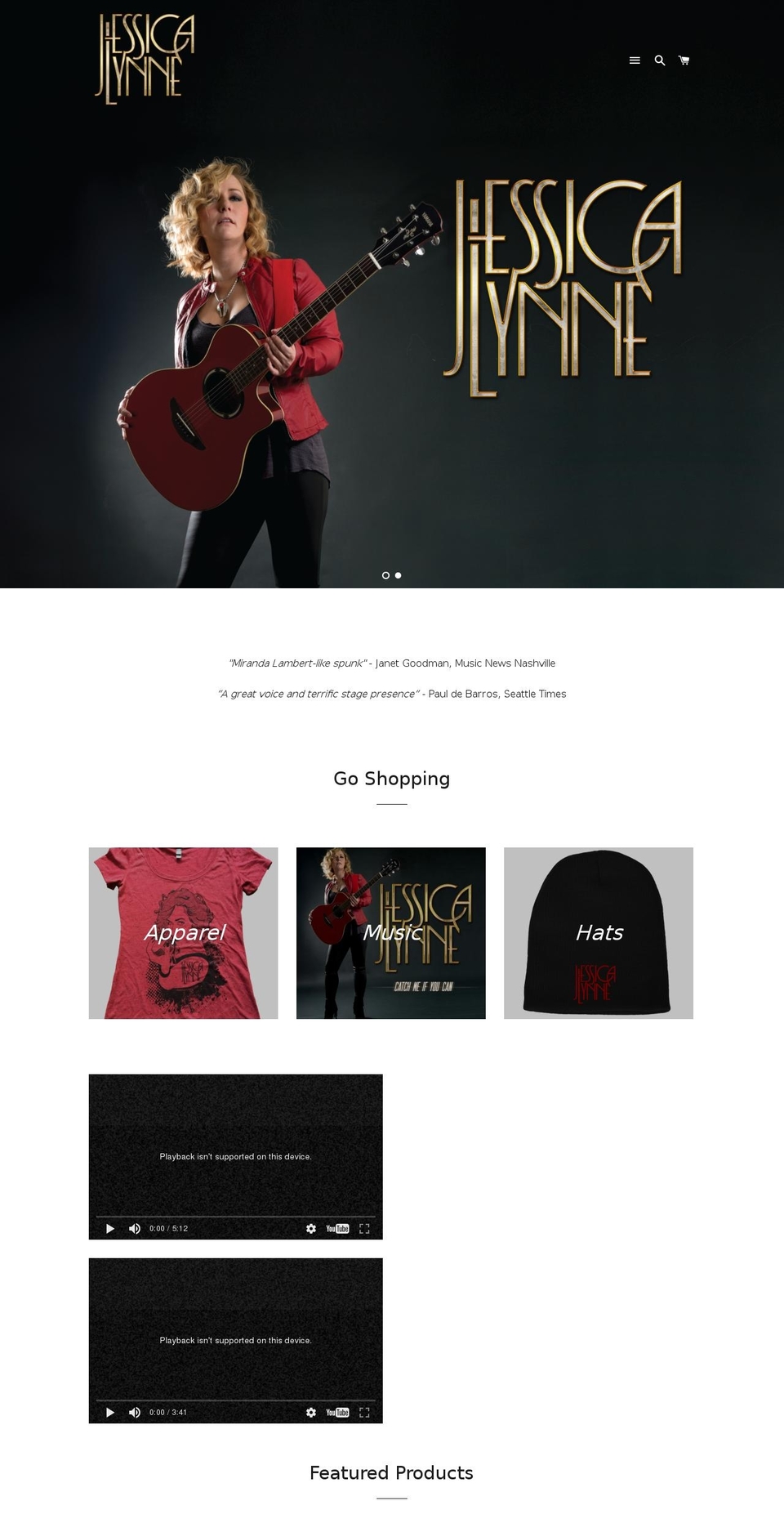 jessicalynnemusic.com shopify website screenshot