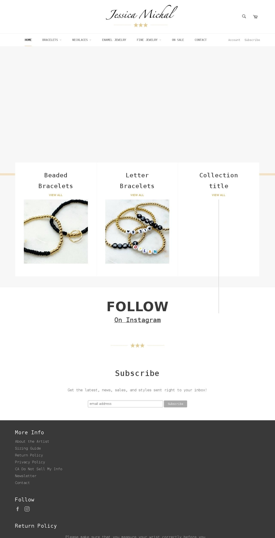 jessicamichal.com shopify website screenshot