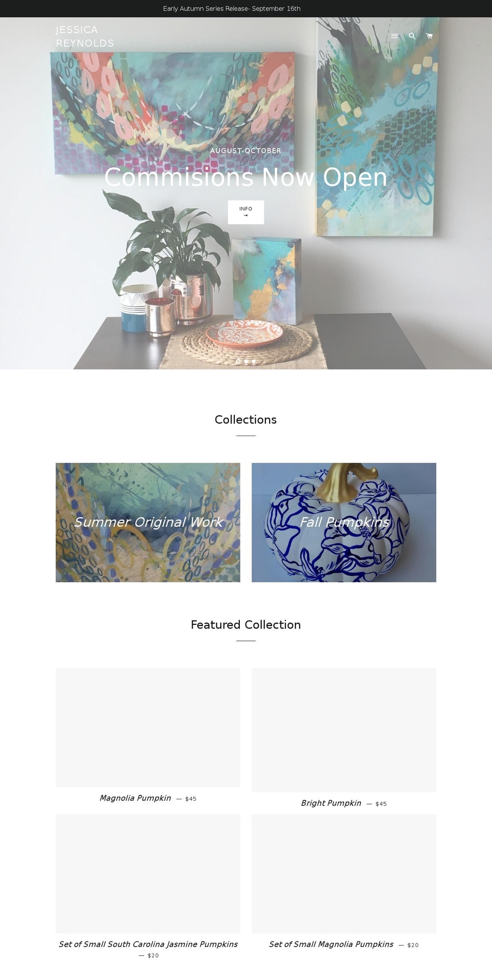 jessicareynoldsart.com shopify website screenshot