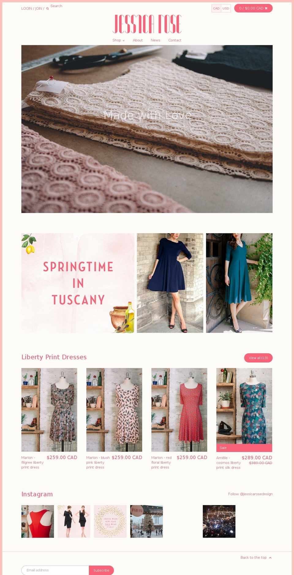 jessicarosedesign.com shopify website screenshot