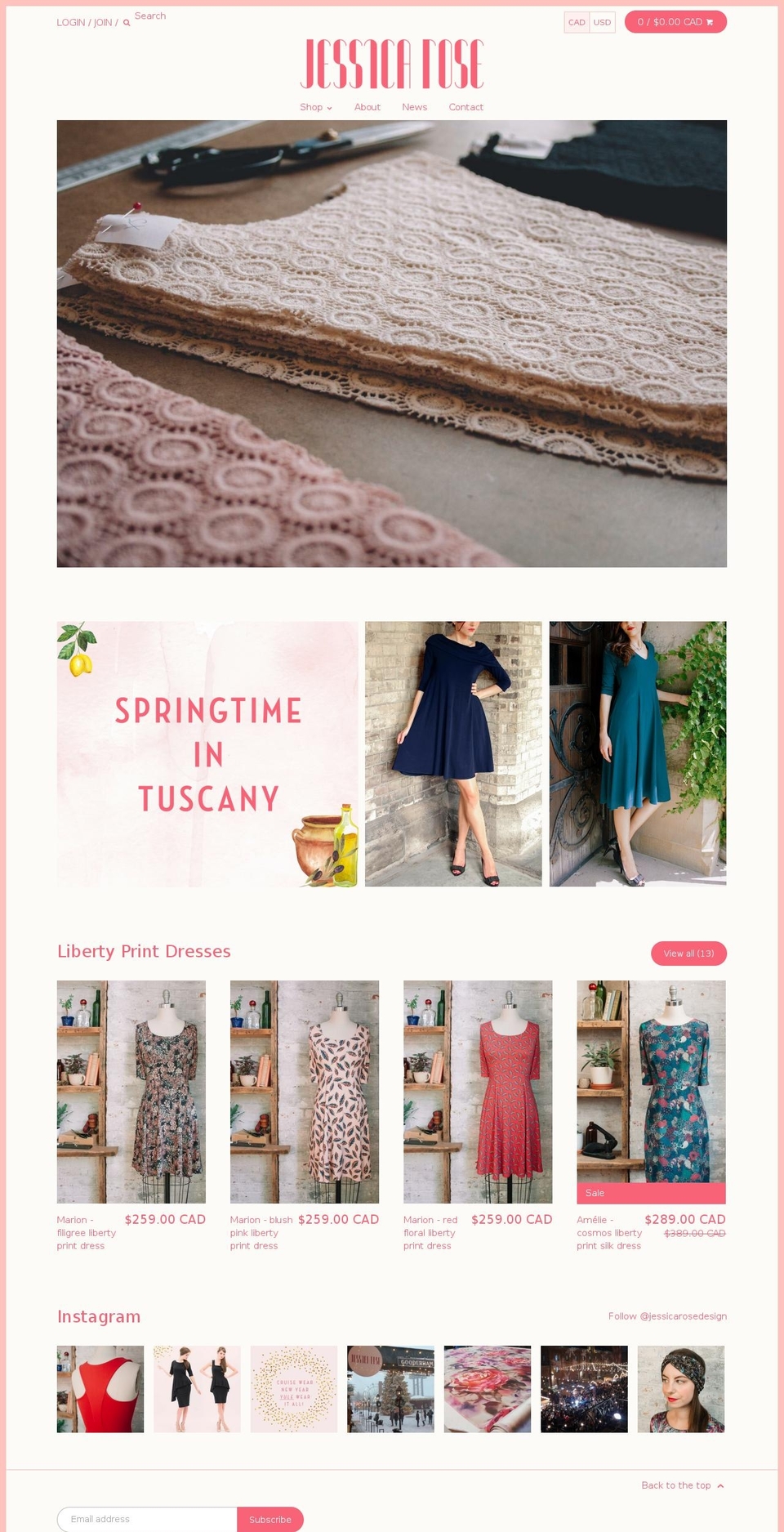 jessicarosedesigns.com shopify website screenshot