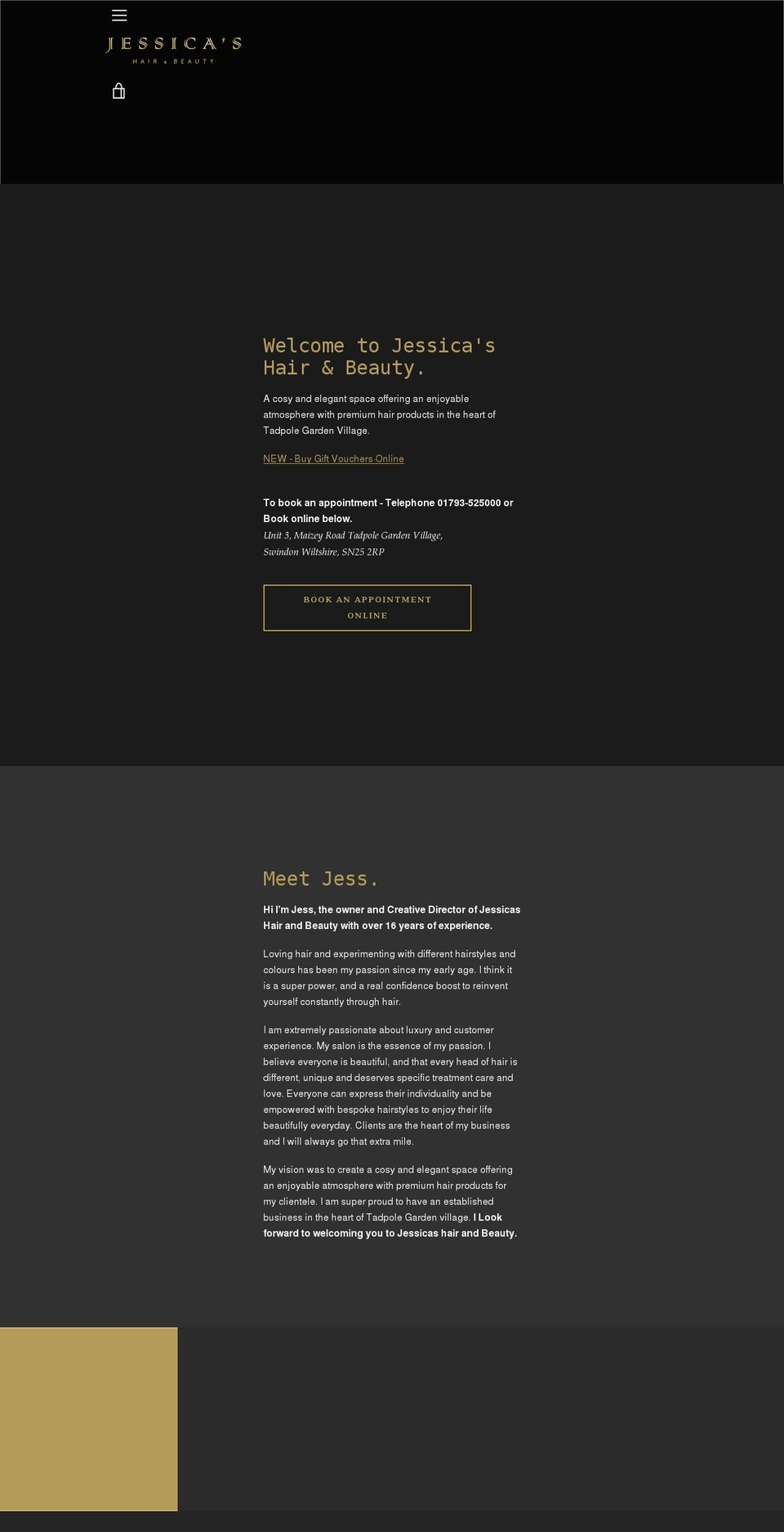 jessicashairandbeauty.co.uk shopify website screenshot