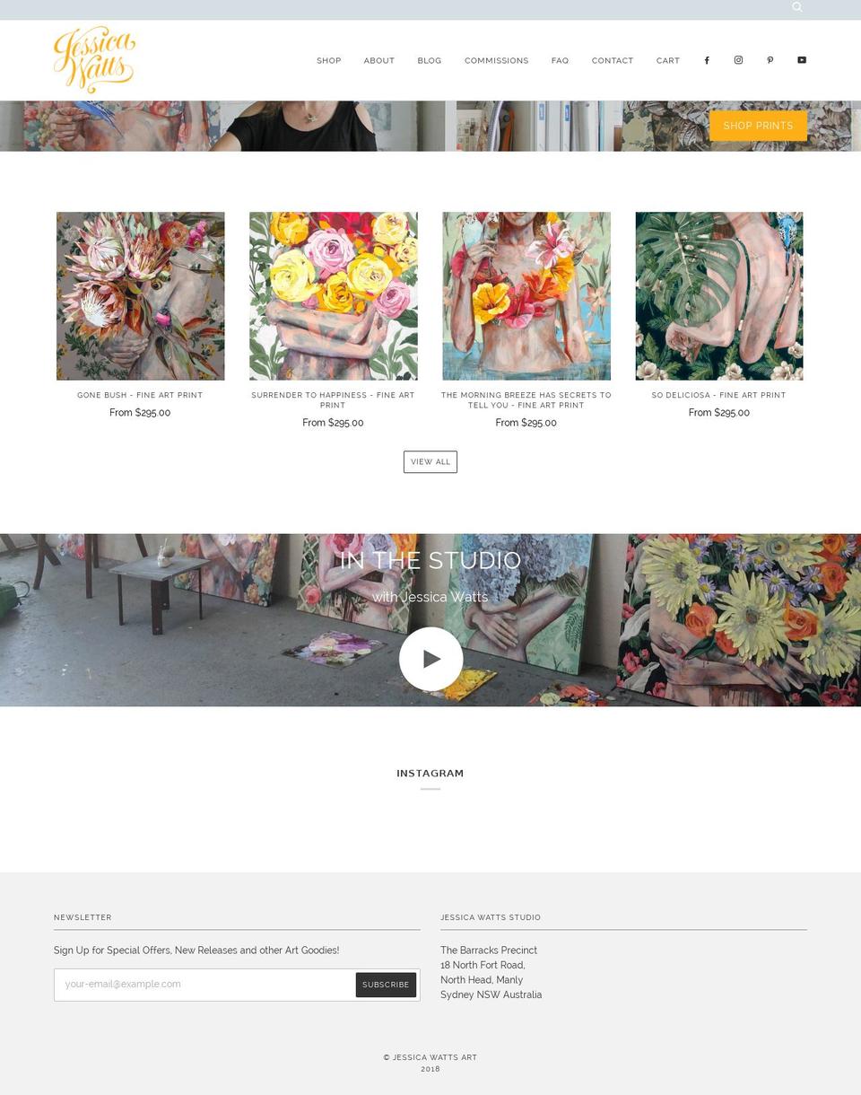jessicawatts.com.au shopify website screenshot