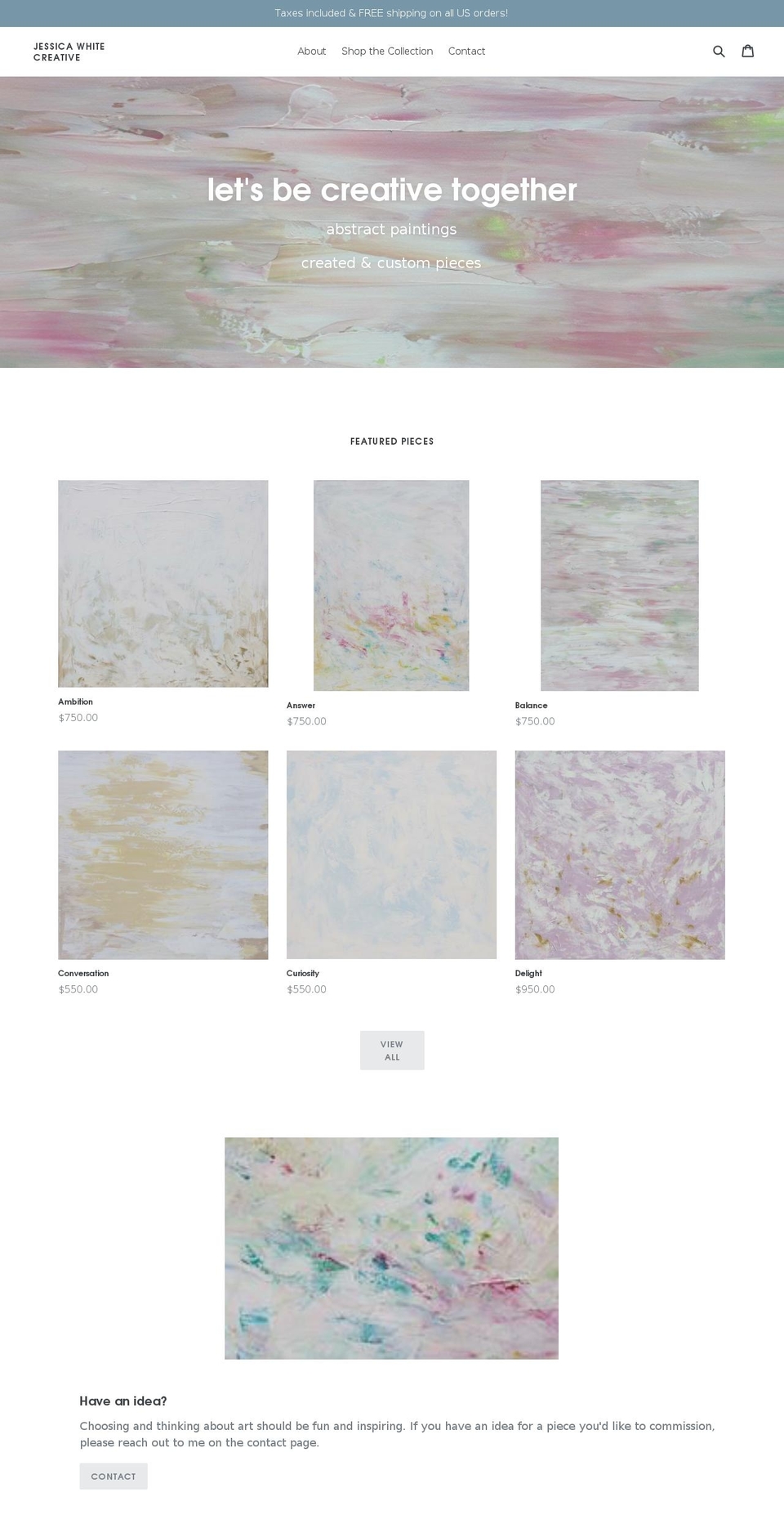 jessicawhitecreative.com shopify website screenshot
