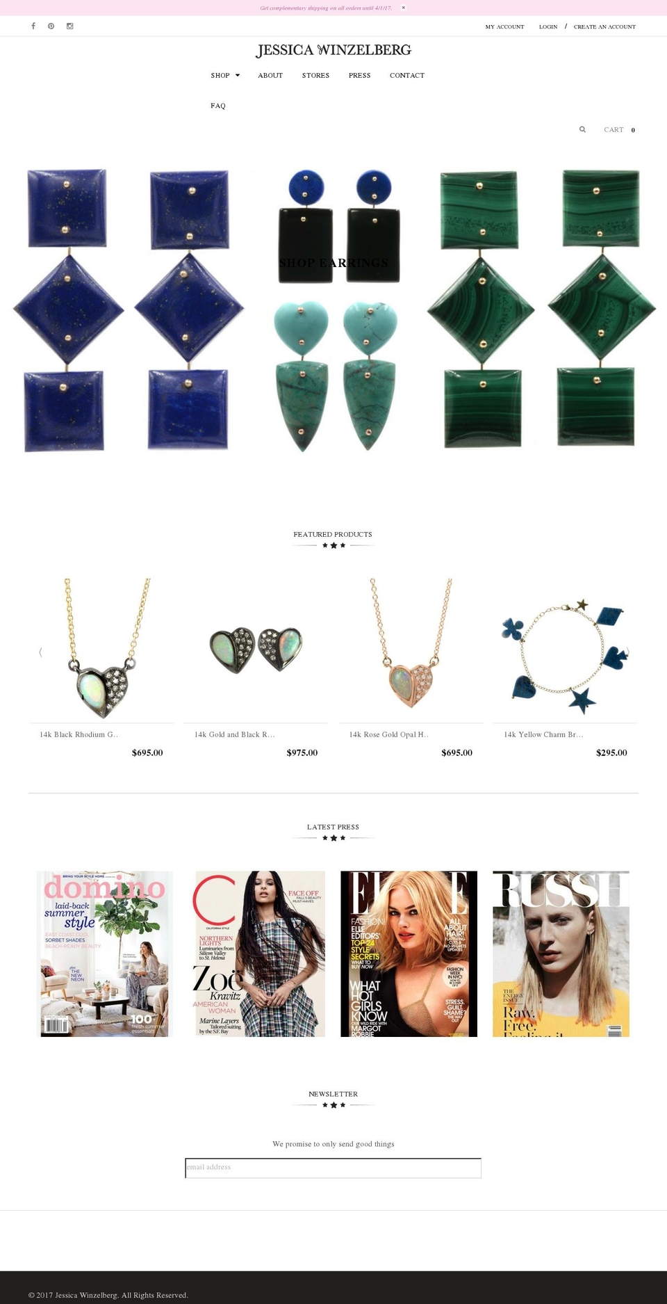 jessicawinzelberg.com shopify website screenshot