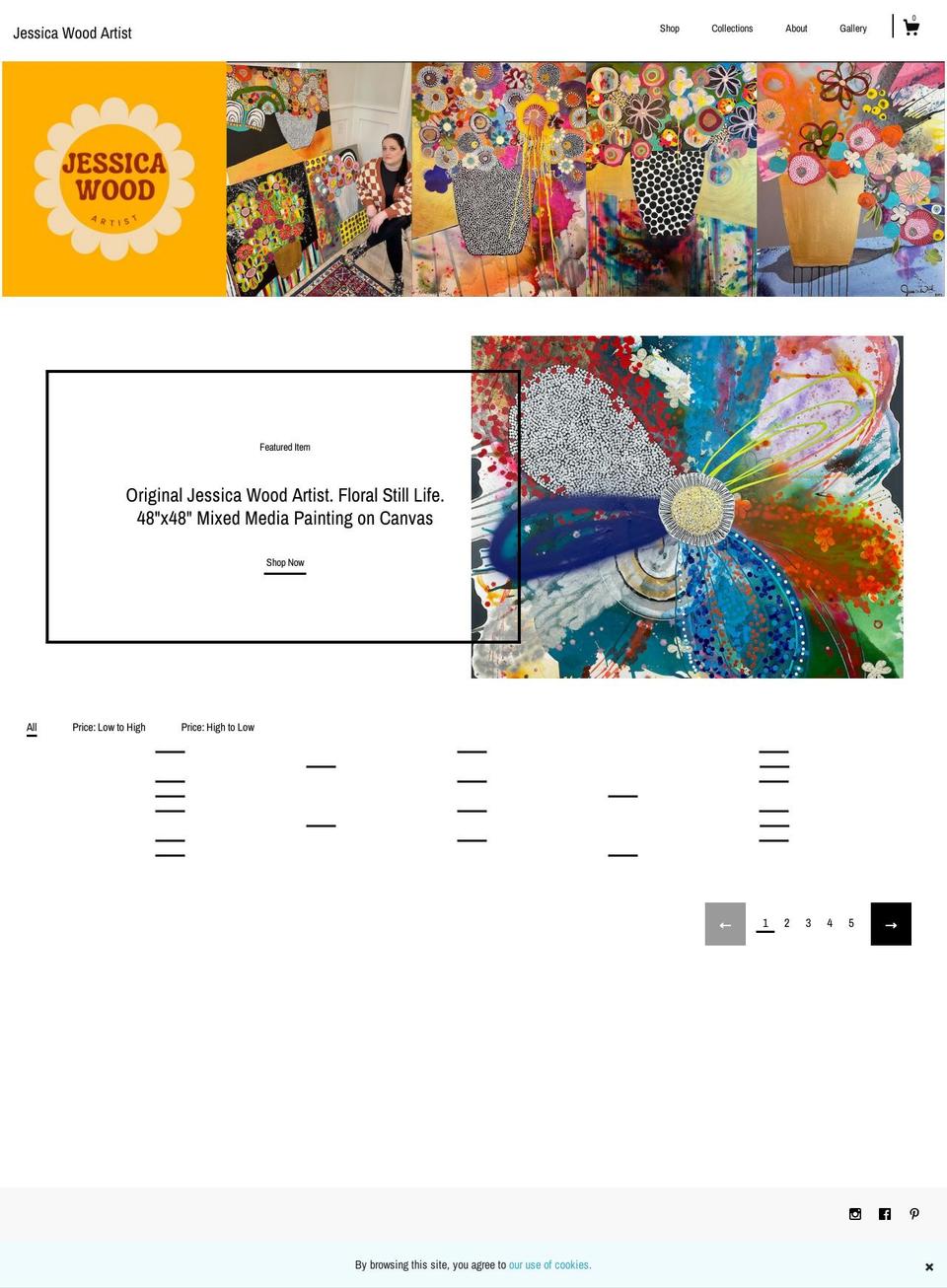 jessicawoodartist.com shopify website screenshot