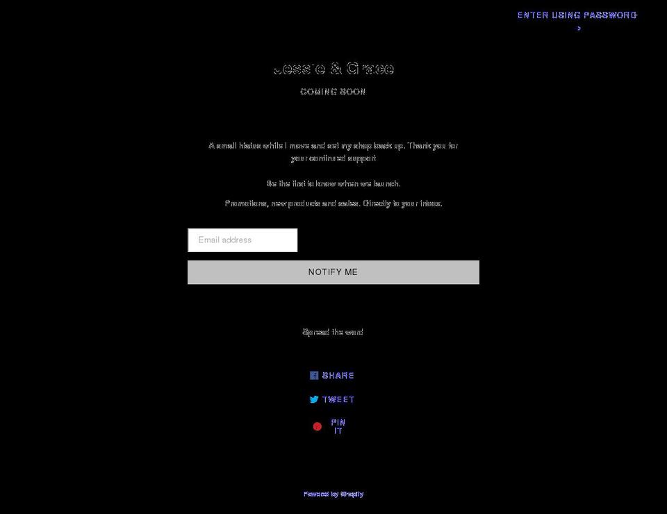 jessie-grace.myshopify.com shopify website screenshot