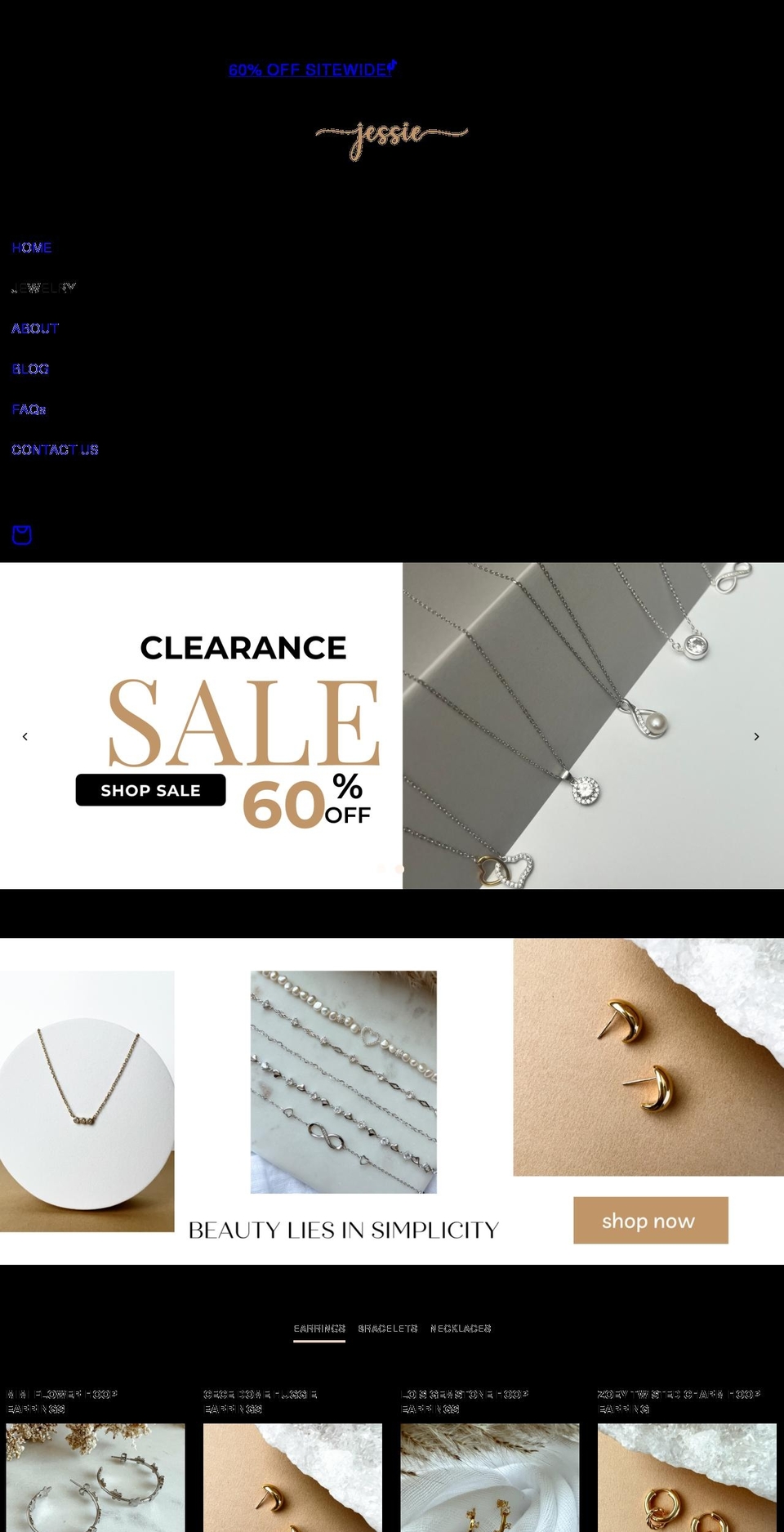 jessiejewelry.com shopify website screenshot