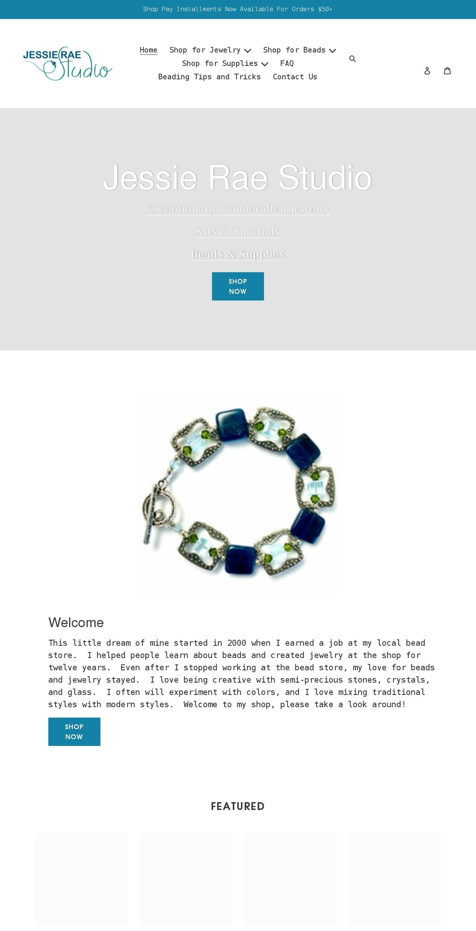jessieraestudio.com shopify website screenshot