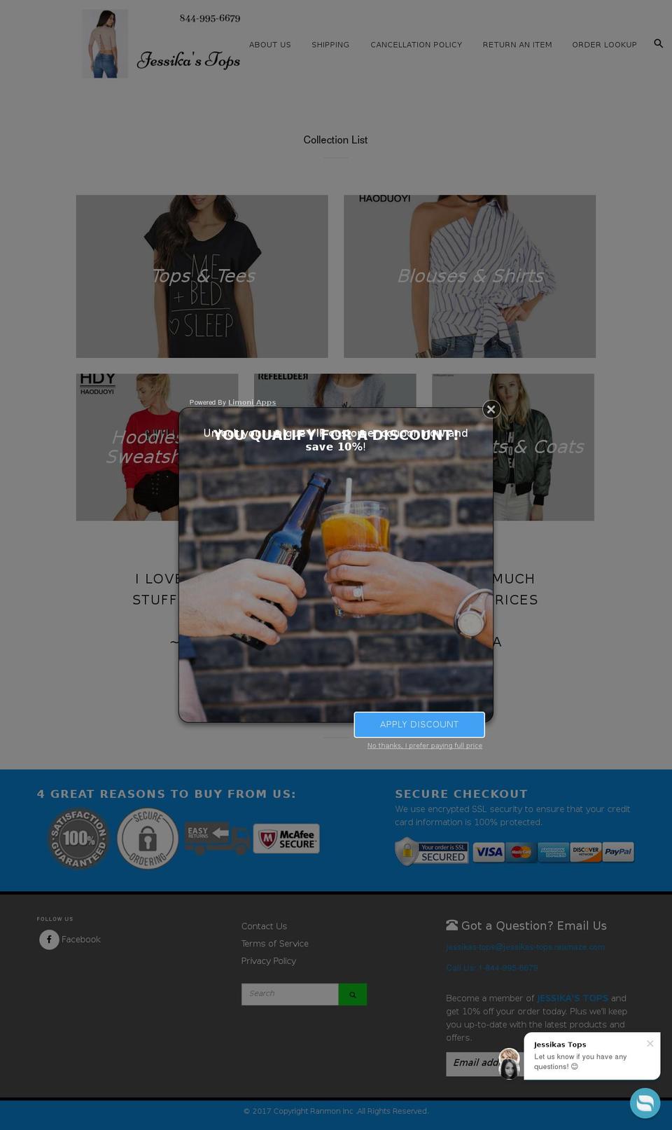 dsl-5-0-1-1 Shopify theme site example jessikas-tops.com