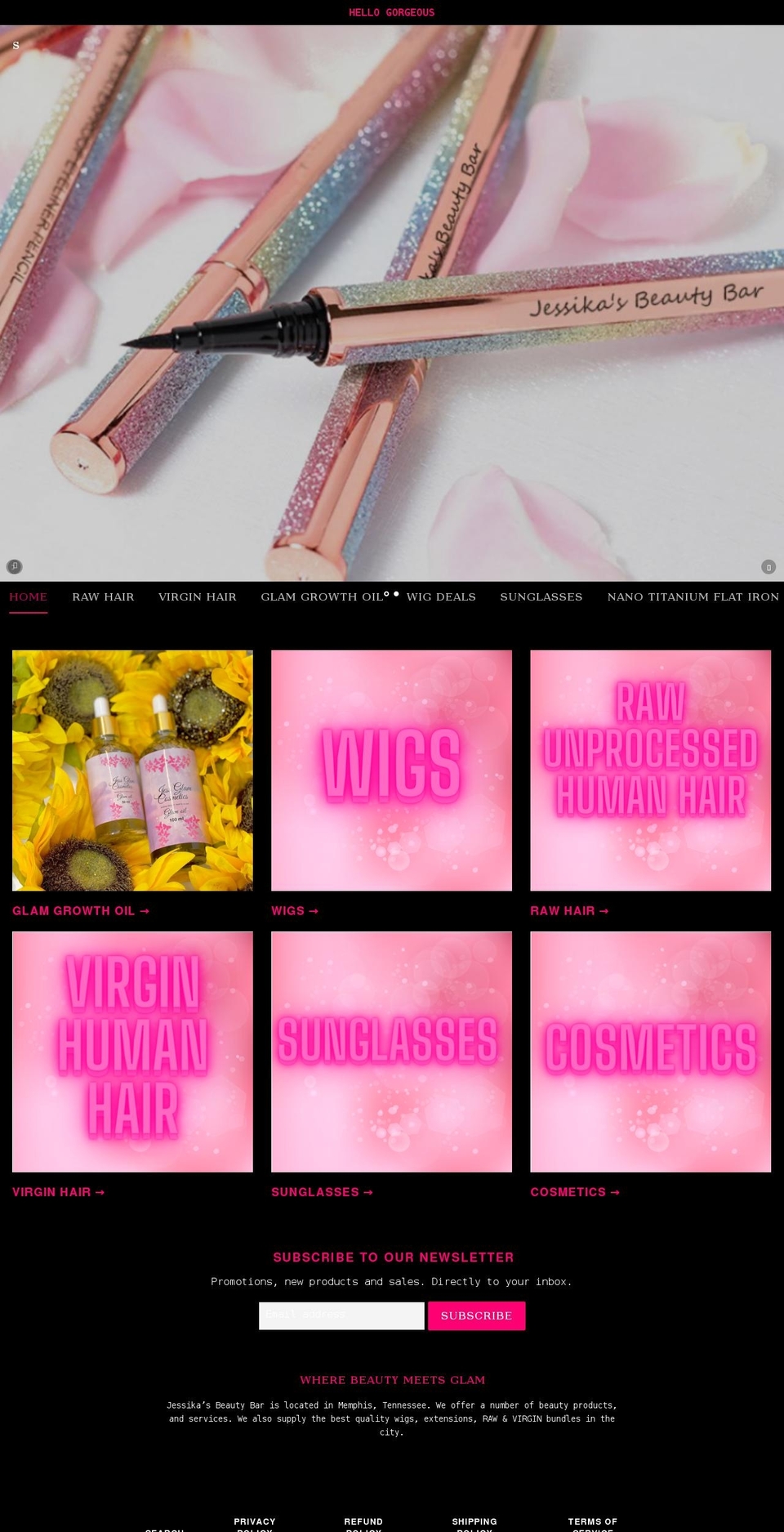 jessikasbeautybar.com shopify website screenshot