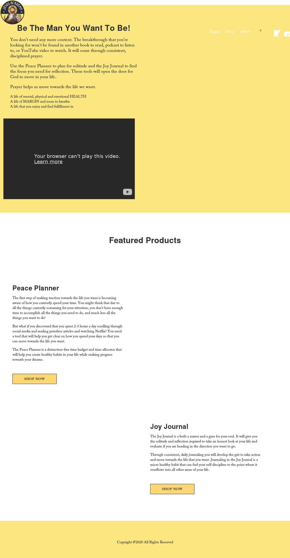 jesusacademy.com shopify website screenshot