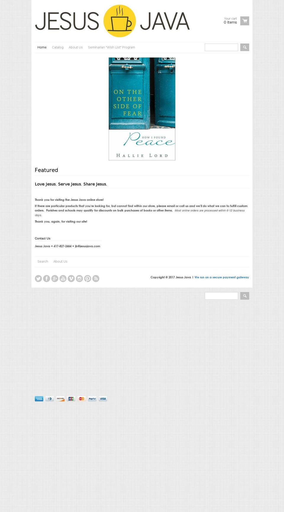 jesusjava.com shopify website screenshot