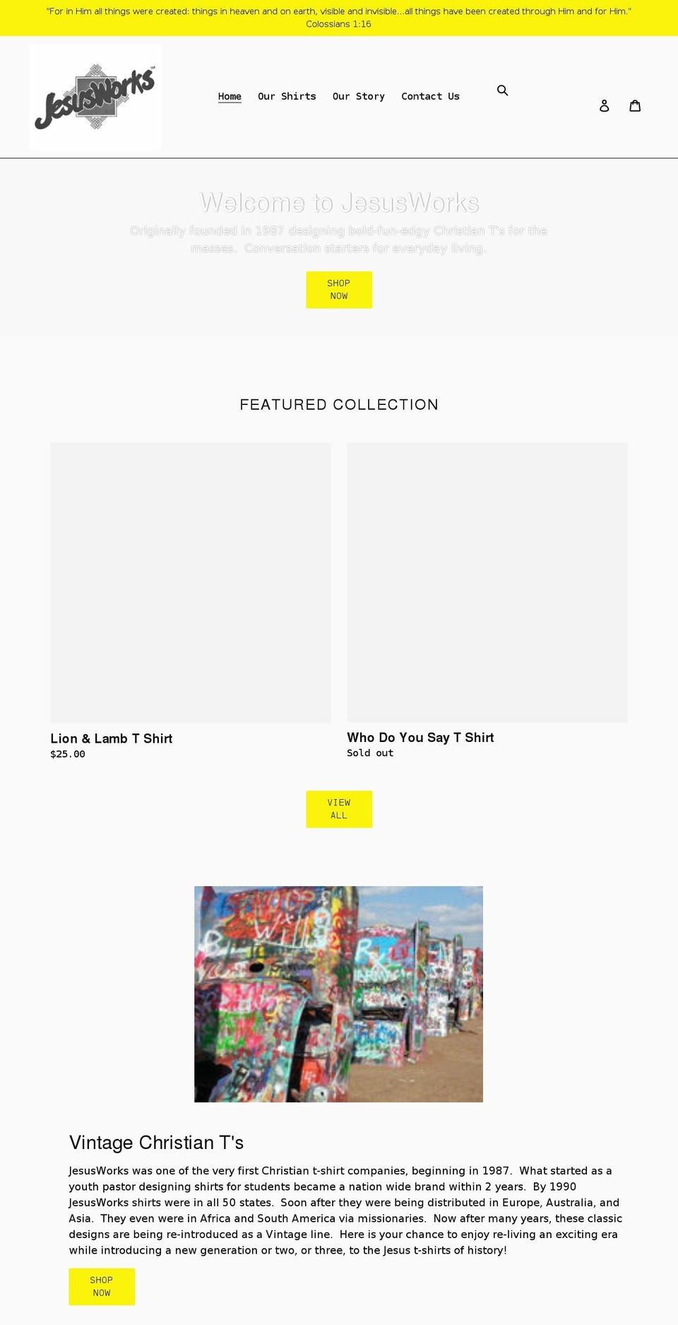 jesusworksts.com shopify website screenshot
