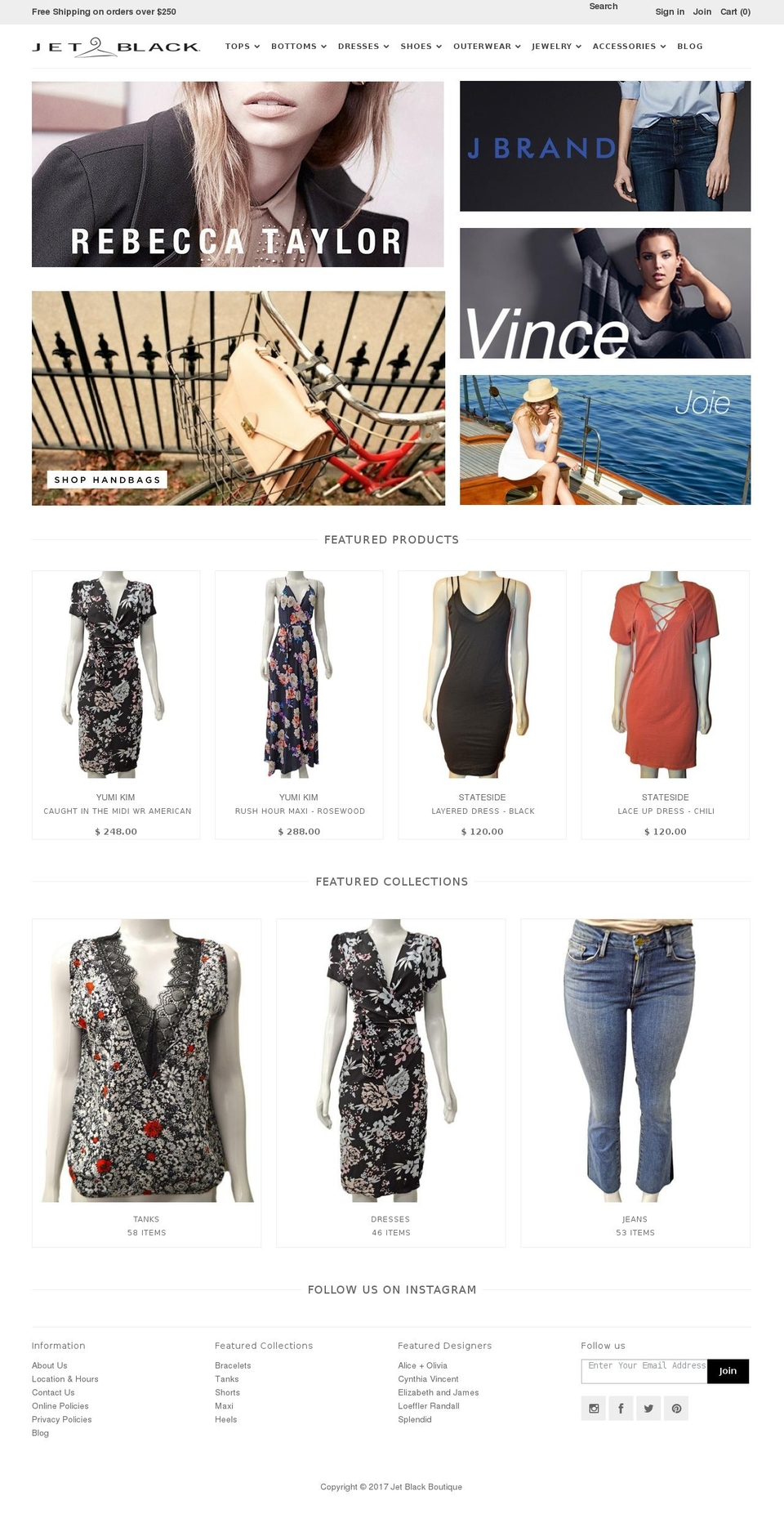 jetblackboutique.com shopify website screenshot