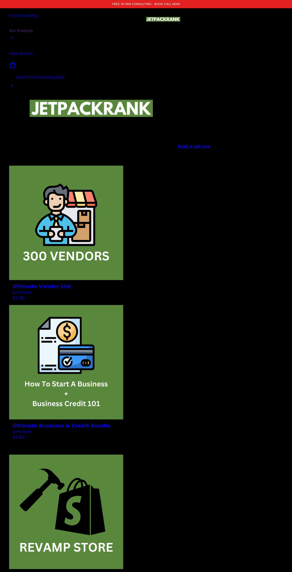jetpackrank.com shopify website screenshot