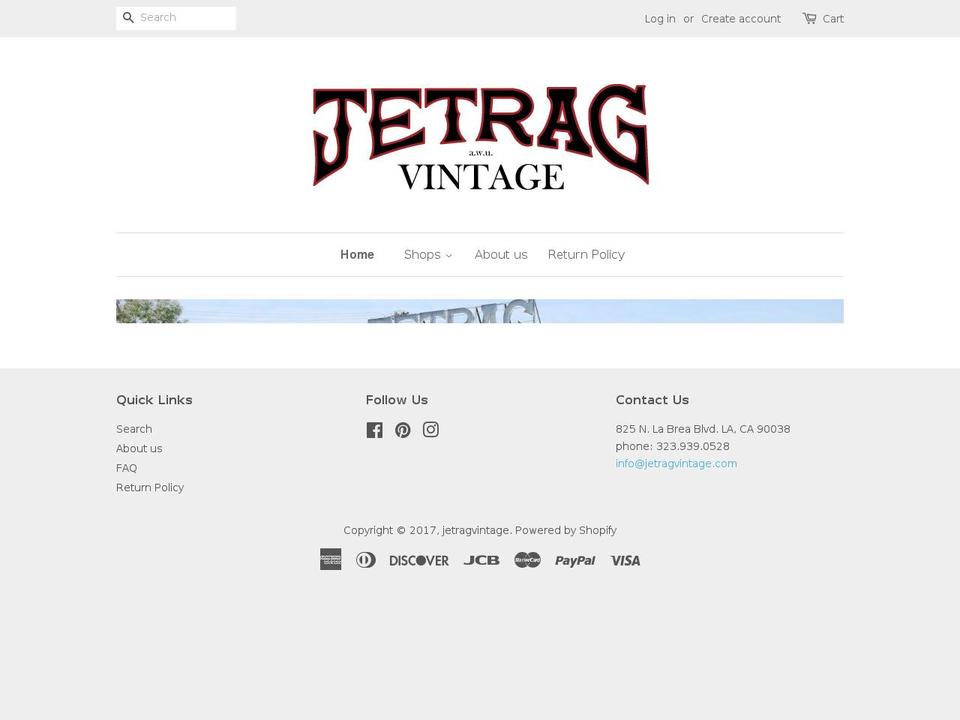 jetragvintage.com shopify website screenshot