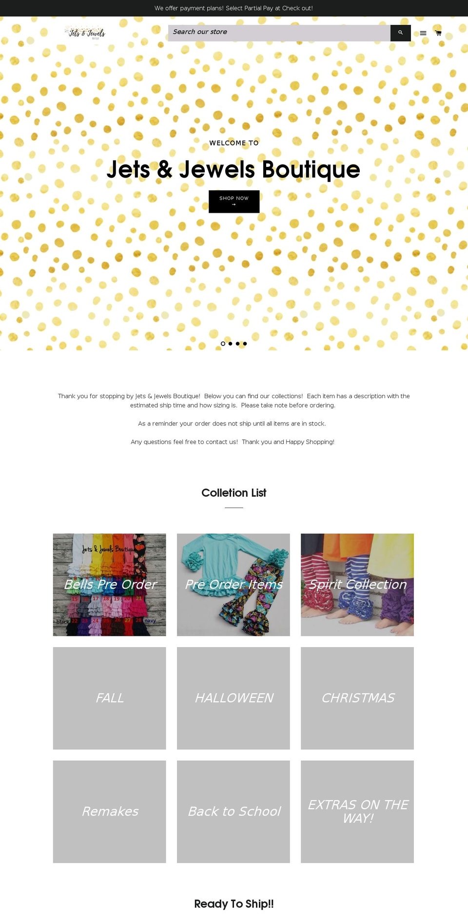jetsandjewelsboutique.com shopify website screenshot