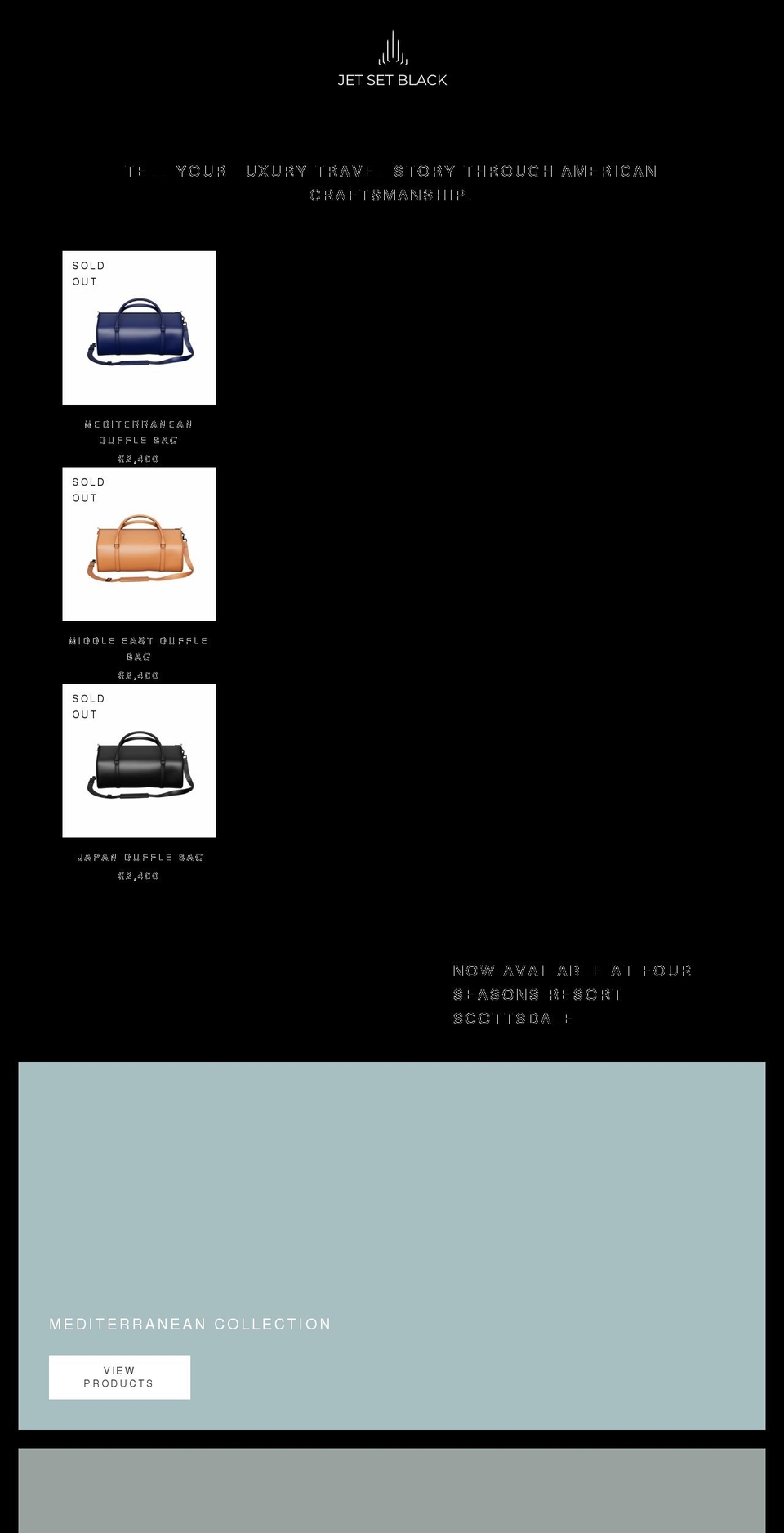 jetsetblack.com — Shopify storefront screenshot