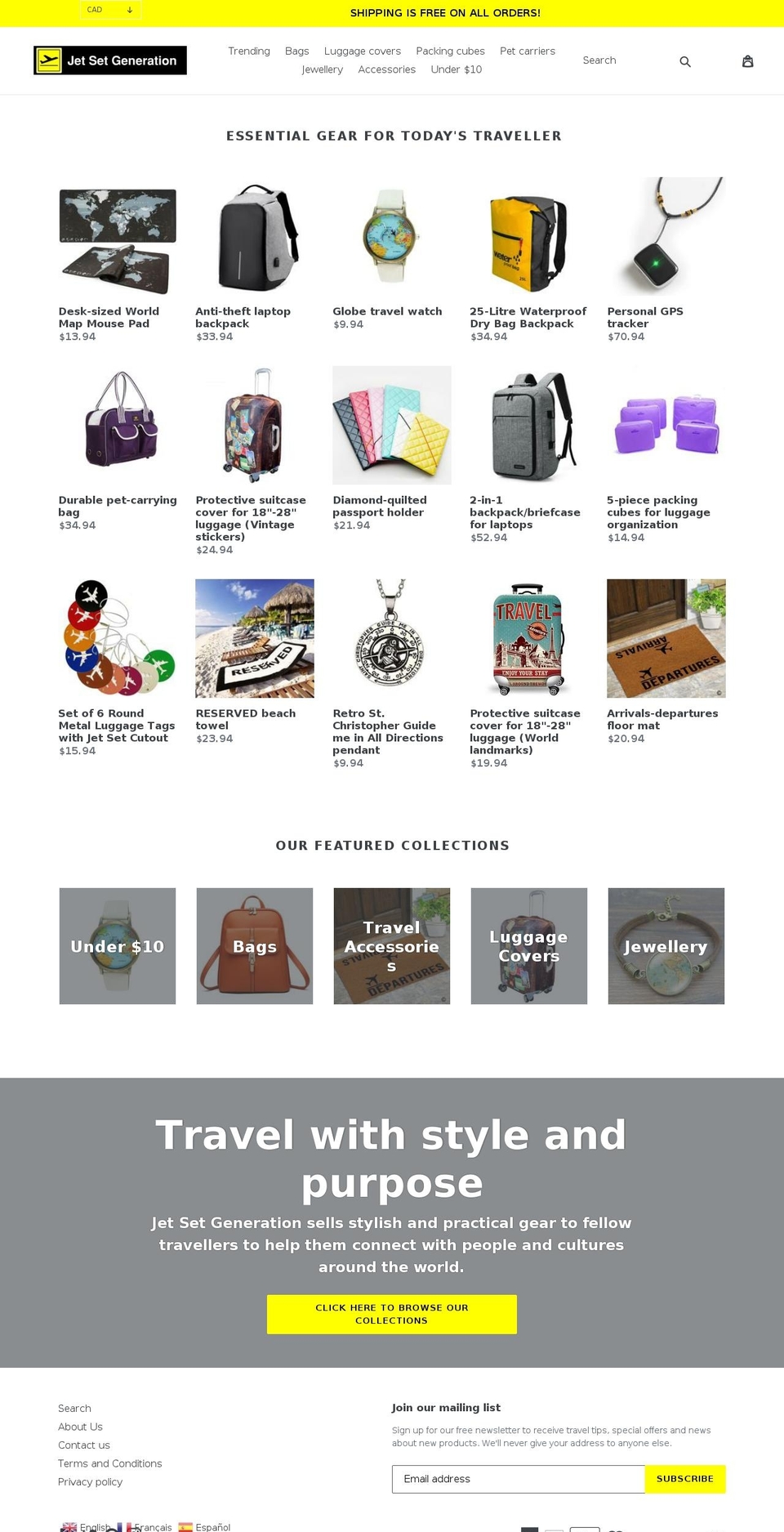 jetsetgeneration.com — Shopify storefront screenshot