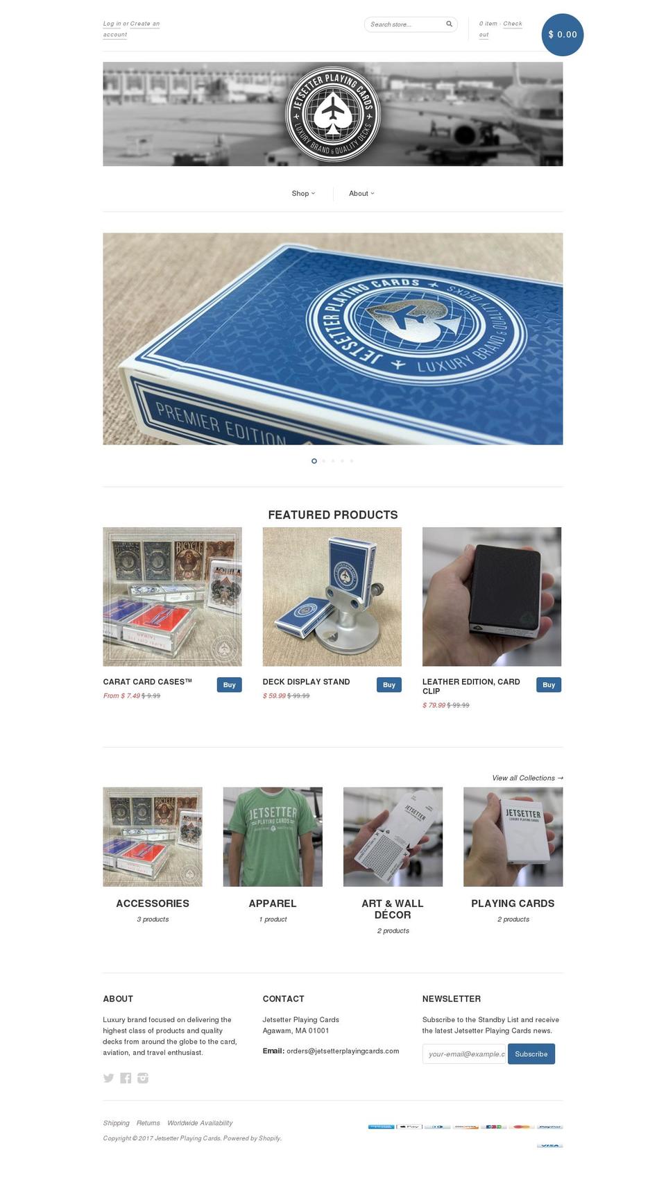 jetsetterplayingcards.com shopify website screenshot