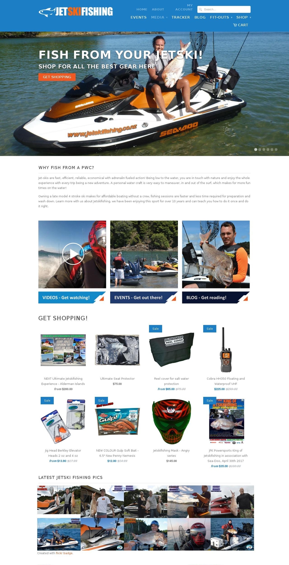 jetskifishing.co.nz shopify website screenshot