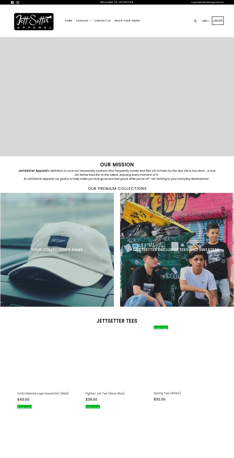 jettsetterapparel.com shopify website screenshot