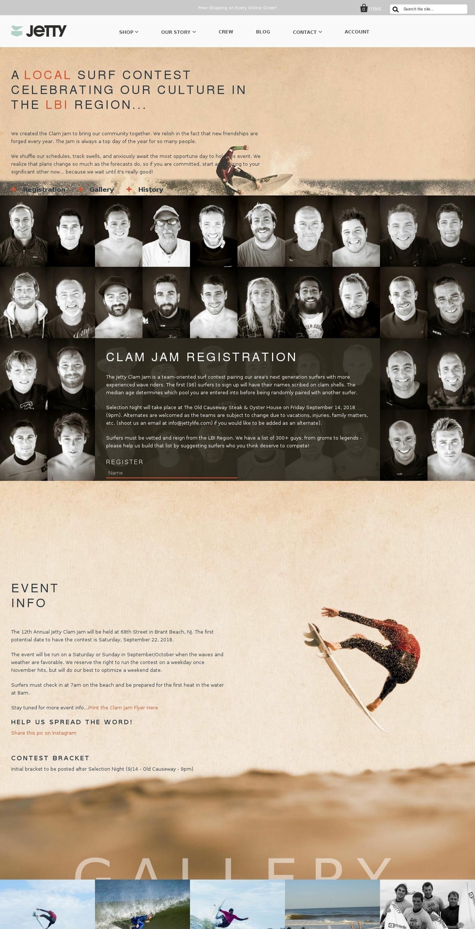 jettyclamjam.com — Shopify storefront screenshot