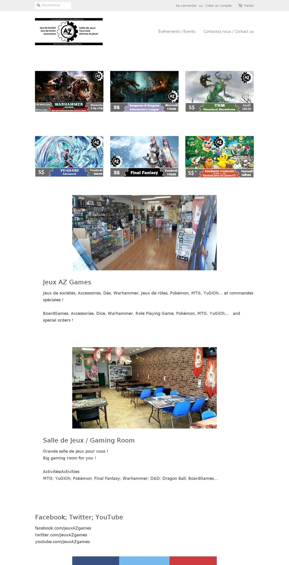 jeux-az-games.com — Shopify storefront screenshot