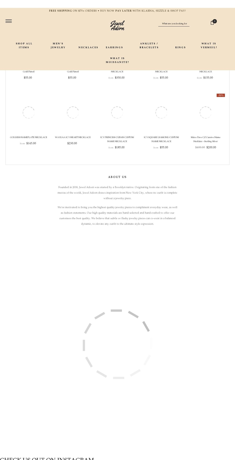 jeweladorn.com shopify website screenshot