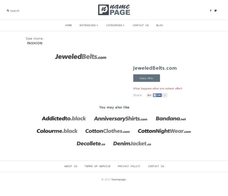 jeweledbelts.com shopify website screenshot