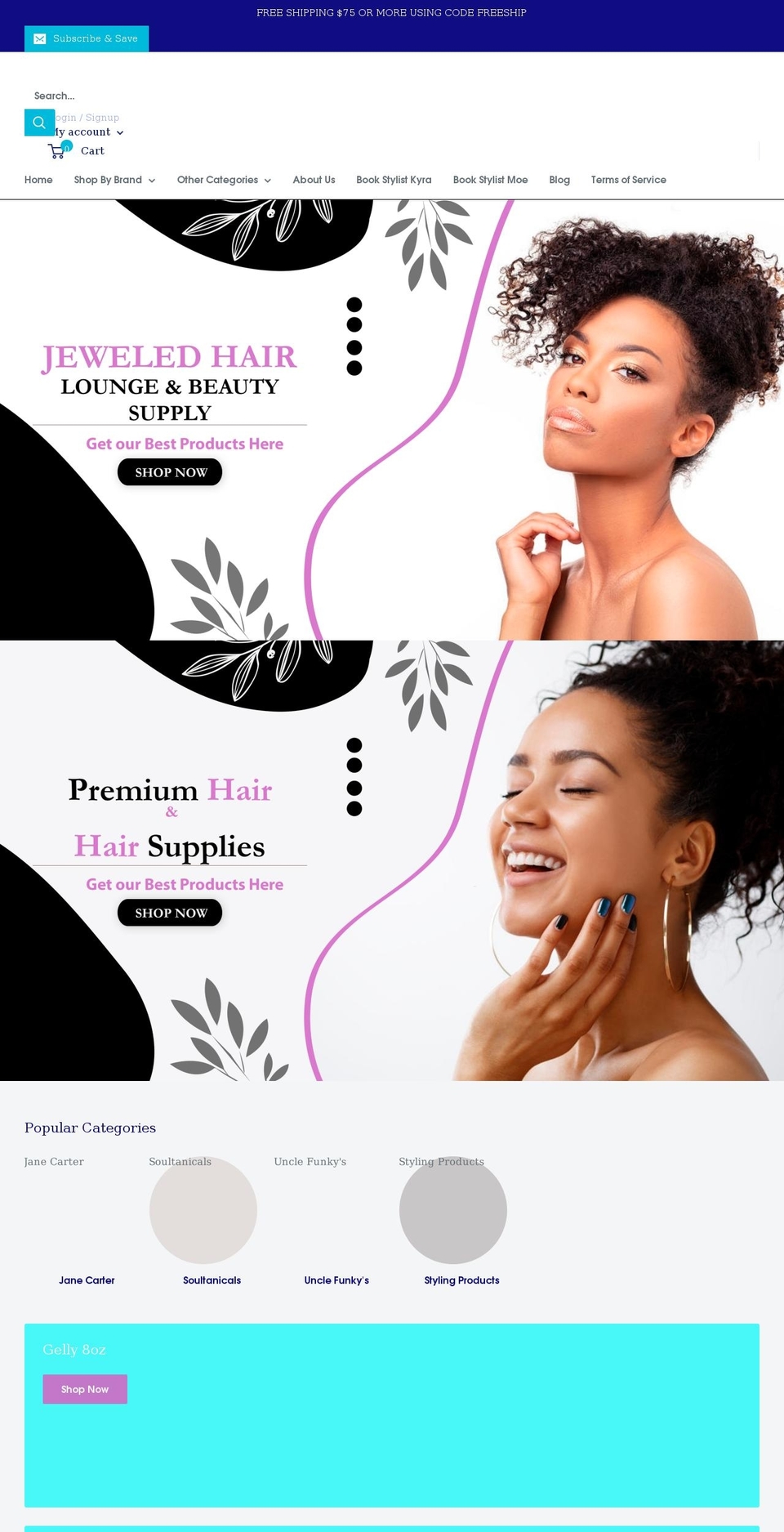 jeweledhairlounge.co shopify website screenshot