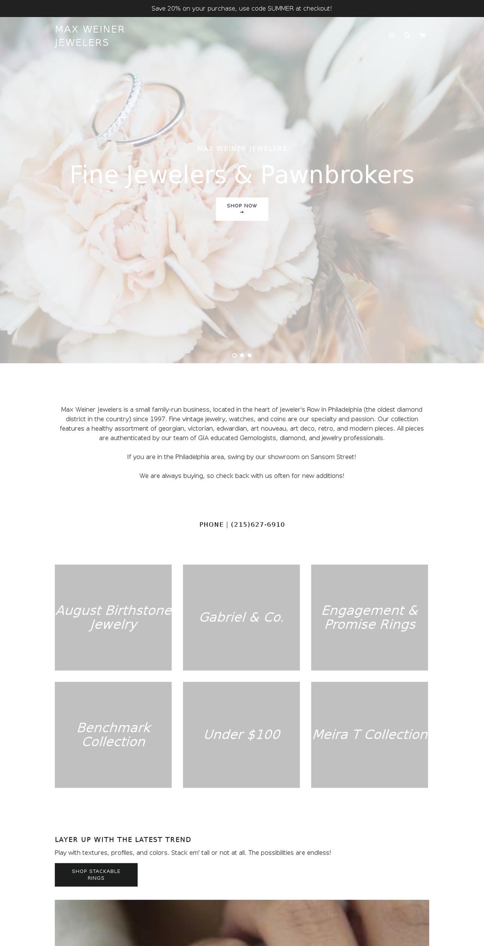 jewelersrowpawn.com — Shopify storefront screenshot