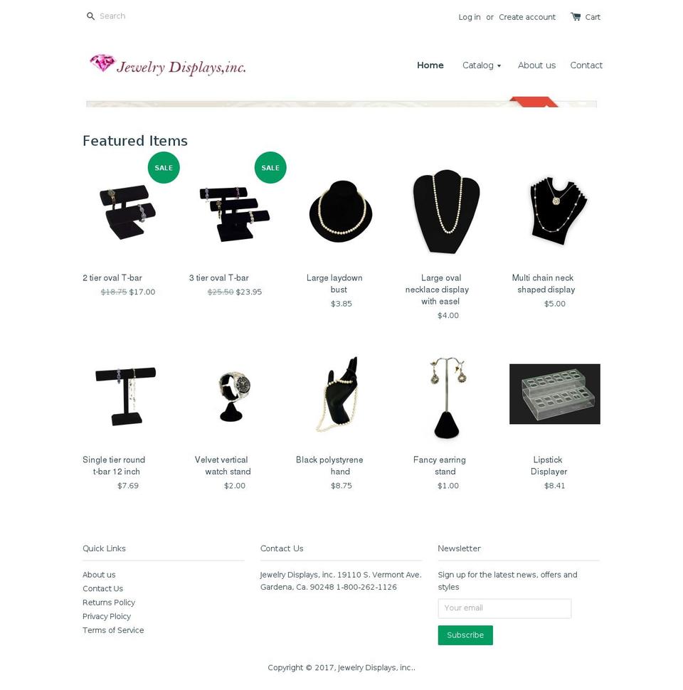 jewelerydisplaysinc.myshopify.com shopify website screenshot