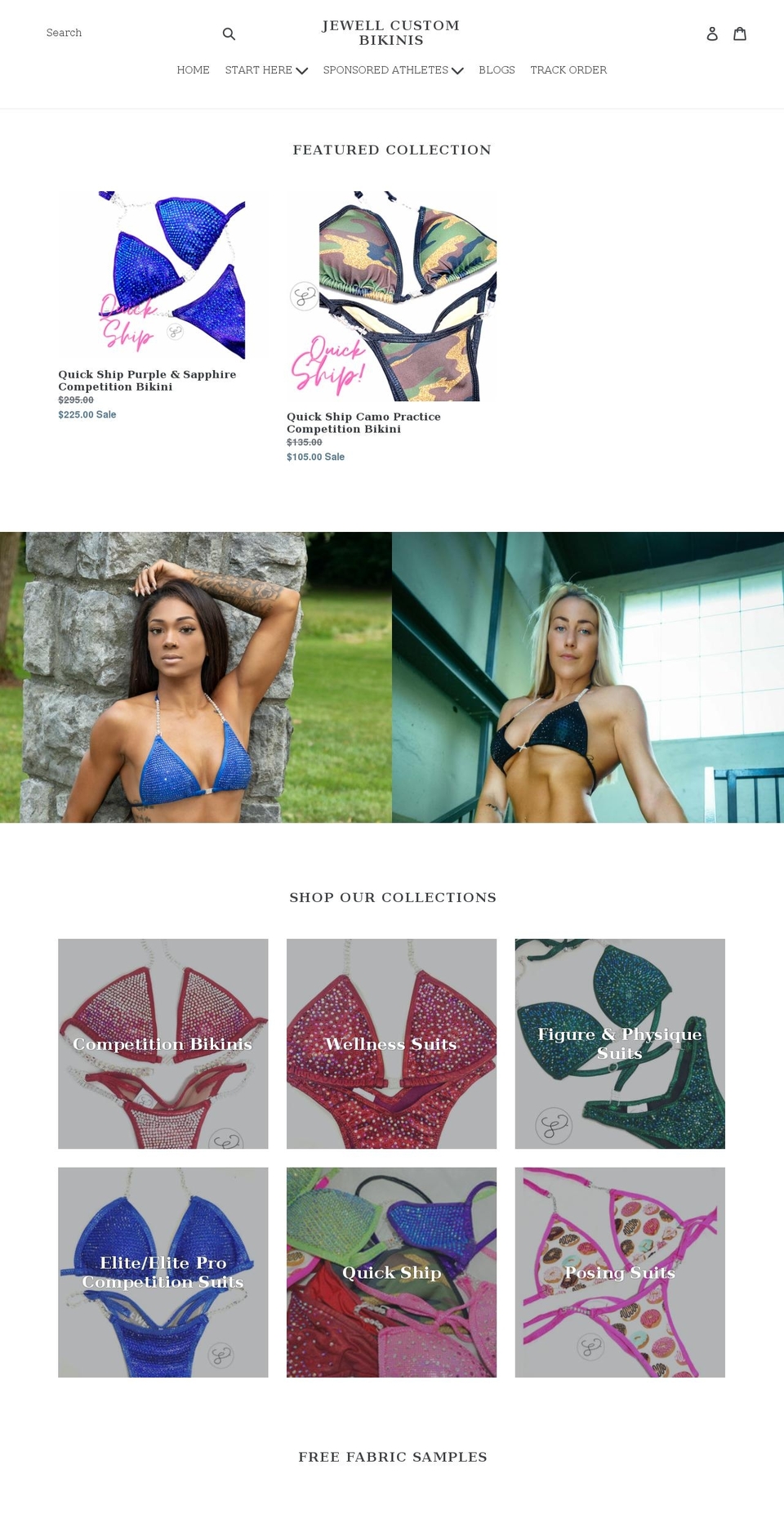 jewellcustombikinis.com shopify website screenshot