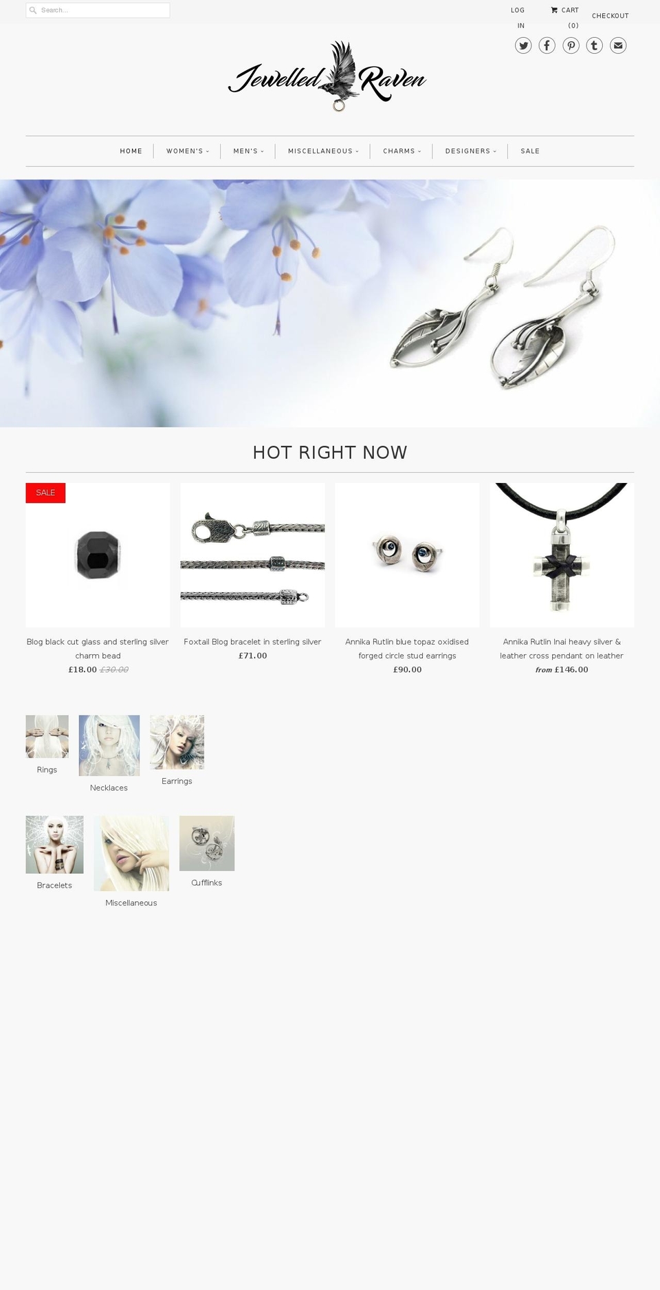 jewelledraven.com — Shopify storefront screenshot