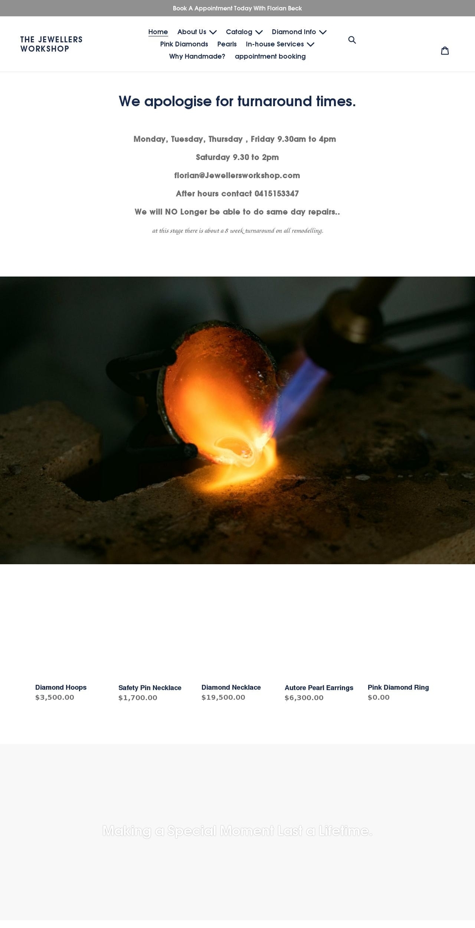 jewellersworkshop.com shopify website screenshot