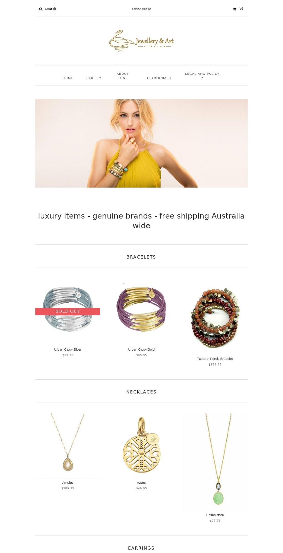 jewelleryandart.com.au shopify website screenshot