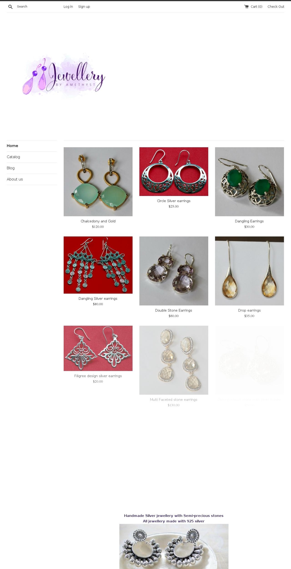 jewellerybyamethyst.com shopify website screenshot