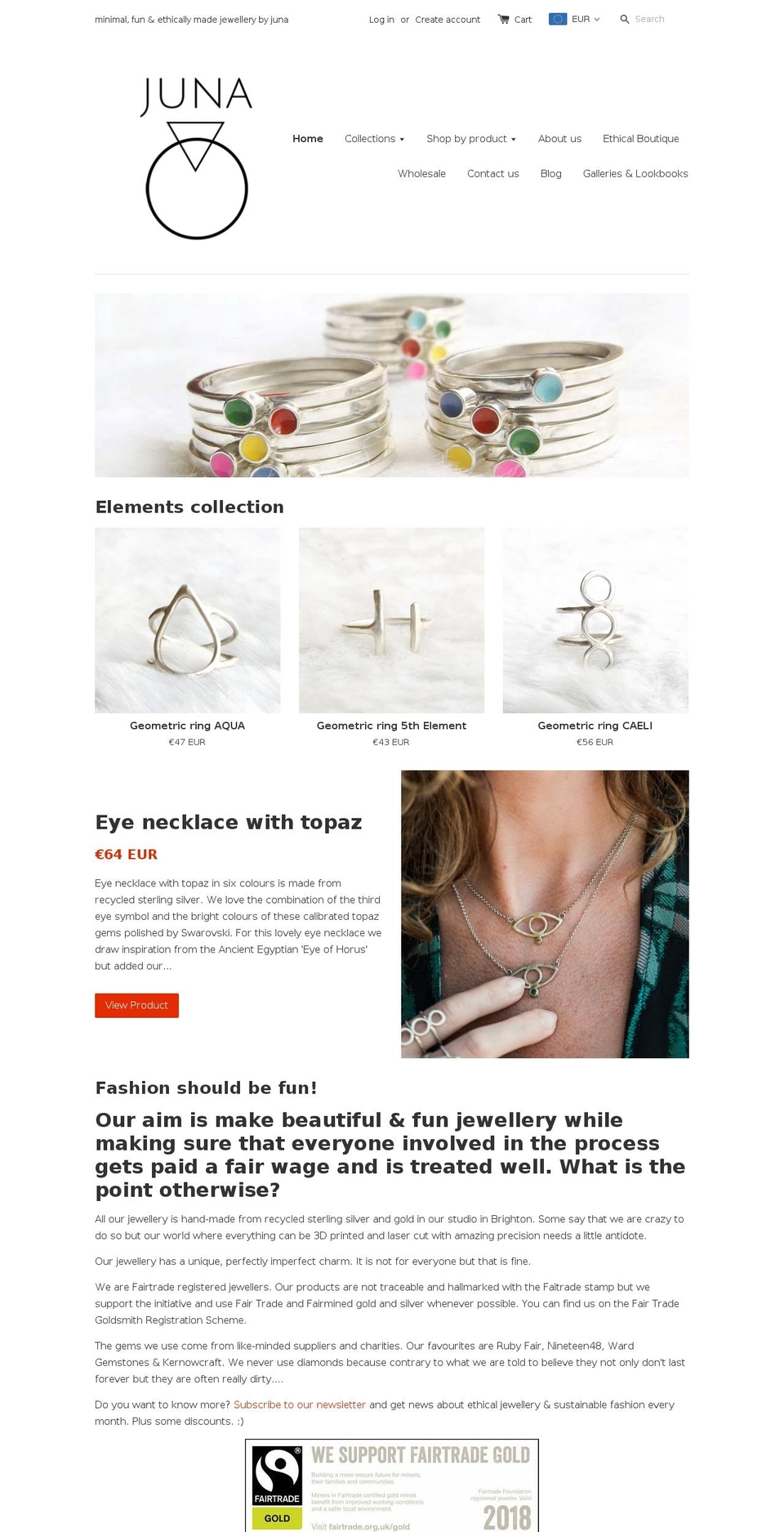 jewellerybyjuna.com — Shopify storefront screenshot