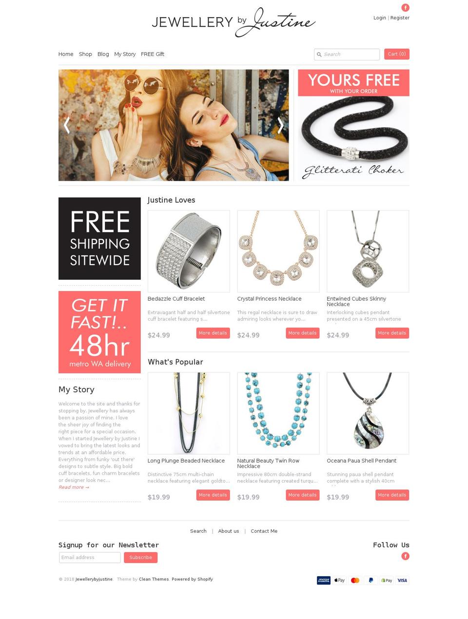 jewellerybyjustine.com.au shopify website screenshot