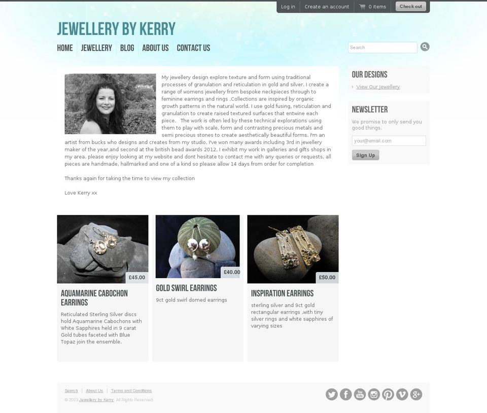 jewellerybykerry.co.uk shopify website screenshot