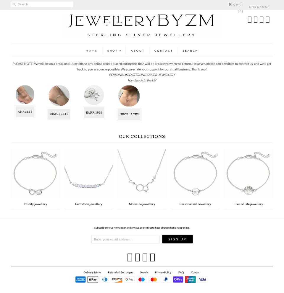 jewellerybyzm.co.uk shopify website screenshot