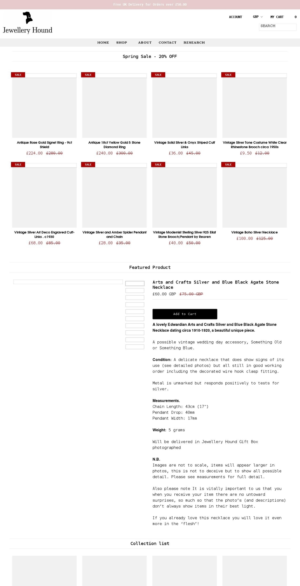 jewelleryhound.com — Shopify storefront screenshot