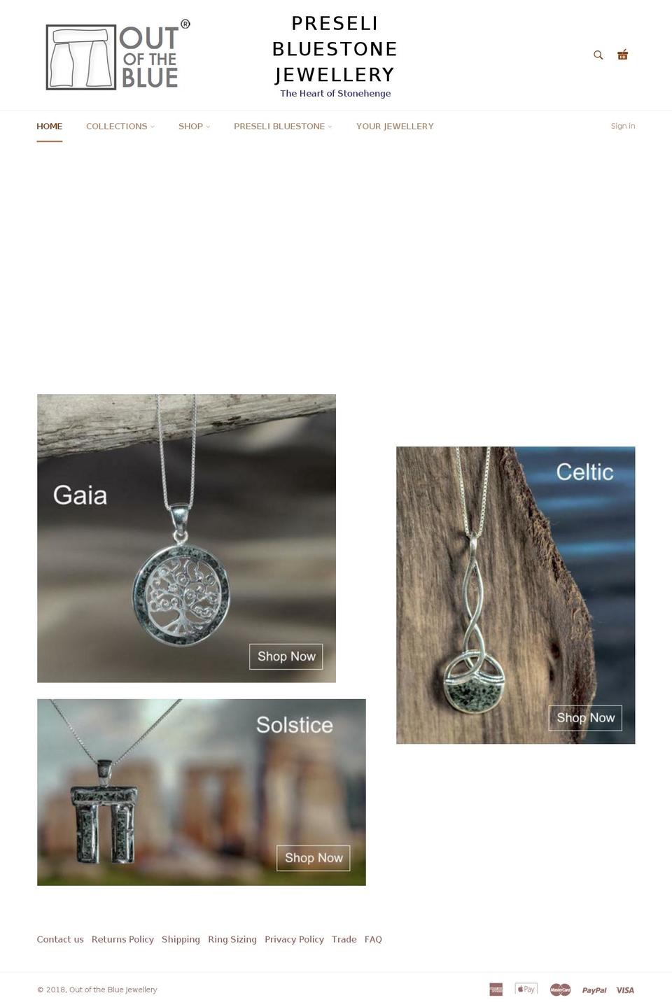 jewelleryoutoftheblue.com shopify website screenshot